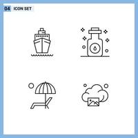 4 Line concept for Websites Mobile and Apps boat umbrella vessel oil enjoy Editable Vector Design Elements