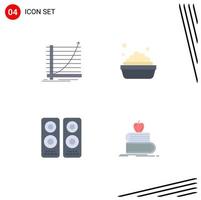 Modern Set of 4 Flat Icons and symbols such as arrow entertaiment experience cleaning speaker Editable Vector Design Elements