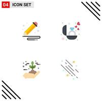 Editable Vector Line Pack of 4 Simple Flat Icons of art agriculture pencil present green Editable Vector Design Elements