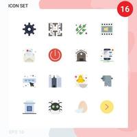Pack of 16 creative Flat Colors of newsletter volume cereal speaker loudspeaker Editable Pack of Creative Vector Design Elements