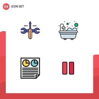 Filledline Flat Color Pack of 4 Universal Symbols of cloud page toolings shower report Editable Vector Design Elements