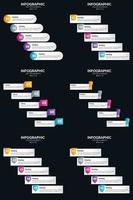 plantilla de diapositiva de presentación del paquete de infografías vectoriales 6 diagramas de ciclo de 5 pasos y líneas de tiempo vector