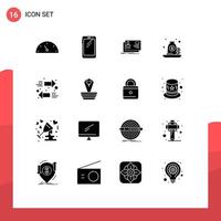 16 Universal Solid Glyphs Set for Web and Mobile Applications loan payment id mortgage invitation Editable Vector Design Elements