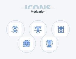 Motivation Blue Icon Pack 5 Icon Design. reward. gift. award. value able. premium vector