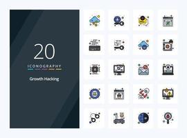 20 Hacking line Filled icon for presentation vector