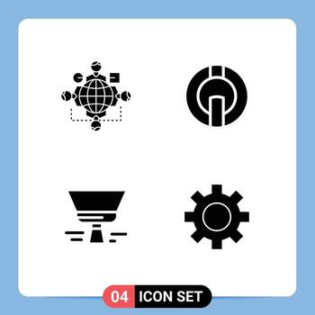 Set of Vector Solid Glyphs on Grid for function brush operation coin paint brush Editable Vector Design Elements