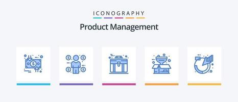 Product Management Blue 5 Icon Pack Including chart. product. consumer. package. case. Creative Icons Design vector