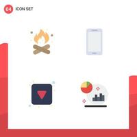 Set of 4 Commercial Flat Icons pack for camp samsung hot smart phone arrow Editable Vector Design Elements