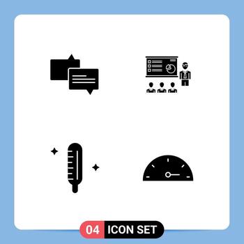 4 paquete de glifos sólidos de interfaz de usuario de signos y símbolos modernos de gráficos de presentación de estadísticas de chat elementos de diseño vectorial editables de fiebre vector