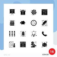 Mobile Interface Solid Glyph Set of 16 Pictograms of crayons box back to school user interface Editable Vector Design Elements