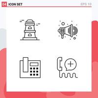 4 Creative Icons Modern Signs and Symbols of observatory add advertise phone help Editable Vector Design Elements