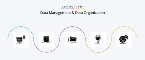 Data Management And Data Organization Glyph 5 Icon Pack Including optimization. seo. problem. service. repair vector