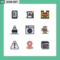 9 Universal Filledline Flat Colors Set for Web and Mobile Applications furniture holiday game globe christmas Editable Vector Design Elements
