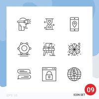 Group of 9 Modern Outlines Set for home network waiting digital location Editable Vector Design Elements