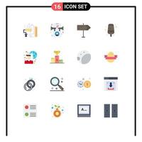 conjunto moderno de 16 colores planos y símbolos como el paquete editable de helados en línea de Internet para portátiles de elementos de diseño de vectores creativos