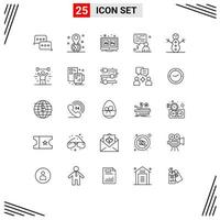 Line Pack of 25 Universal Symbols of snowman chat pin man tool Editable Vector Design Elements