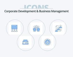 desarrollo corporativo y gestión empresarial blue icon pack 5 diseño de iconos. esfuerzos negocio. humano. flecha. usuario vector