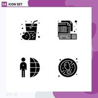 Set of 4 Modern UI Icons Symbols Signs for apple freelance juice creative outsource Editable Vector Design Elements