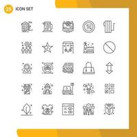 25 Universal Line Signs Symbols of heat appliances hotel seo options Editable Vector Design Elements