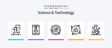 Science And Technology Line 5 Icon Pack Including microbiology. chemical test. science of matter. sky docs. file storage. Creative Icons Design
