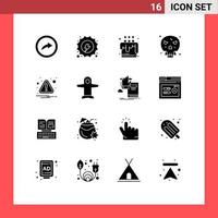 Modern Set of 16 Solid Glyphs and symbols such as error alert candle skull death Editable Vector Design Elements