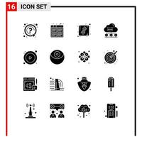 Set of 16 Modern UI Icons Symbols Signs for connect computer production network orientation Editable Vector Design Elements