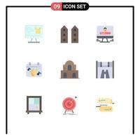 Stock Vector Icon Pack of 9 Line Signs and Symbols for building play store music security Editable Vector Design Elements