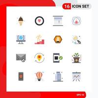 16 Universal Flat Color Signs Symbols of skills person curtain development rolled Editable Pack of Creative Vector Design Elements