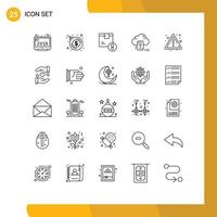 Group of 25 Lines Signs and Symbols for connected cloud achievement mobile product Editable Vector Design Elements