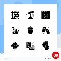 9 User Interface Solid Glyph Pack of modern Signs and Symbols of farmer paper startup origami design Editable Vector Design Elements