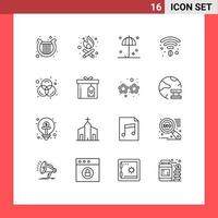 Modern Set of 16 Outlines and symbols such as gift box design safety colors coffee Editable Vector Design Elements