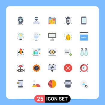 25 colores planos vectoriales temáticos y símbolos editables de tecnología de internet móvil caja de reloj de mano elementos de diseño vectorial editables vector