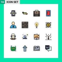 Modern Set of 16 Flat Color Filled Lines and symbols such as study mobile gold suitcase first aid Editable Creative Vector Design Elements