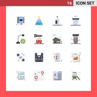 Universal Icon Symbols Group of 16 Modern Flat Colors of computers trash yoga junk bin Editable Pack of Creative Vector Design Elements