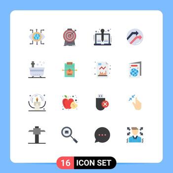 Flat Color Pack of 16 Universal Symbols of report business targeting arrow storytelling Editable Pack of Creative Vector Design Elements