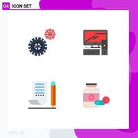 Stock Vector Icon Pack of 4 Line Signs and Symbols for tires notebook computer pc scratch pad Editable Vector Design Elements