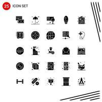 Mobile Interface Solid Glyph Set of 25 Pictograms of celebration lamp analysis candle fraud Editable Vector Design Elements