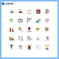 25 User Interface Flat Color Pack of modern Signs and Symbols of graph pc attraction office computer Editable Vector Design Elements