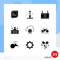 9 Thematic Vector Solid Glyphs and Editable Symbols of develop cloud accumulator game high score Editable Vector Design Elements
