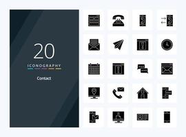 20 Contact Solid Glyph icon for presentation vector