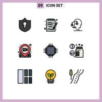 Stock Vector Icon Pack of 9 Line Signs and Symbols for devices pushpin human pin location Editable Vector Design Elements