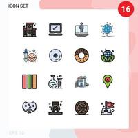 Set of 16 Modern UI Icons Symbols Signs for web net laptop international service Editable Creative Vector Design Elements