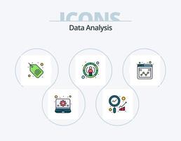 línea de análisis de datos llena de icono paquete 5 diseño de iconos. grafico. seguridad de datos. negocio. cerrar. datos vector