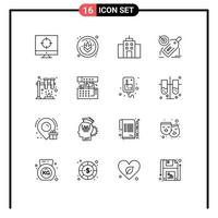 Outline Pack of 16 Universal Symbols of science promotion user discount seo Editable Vector Design Elements