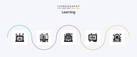 paquete de iconos de 5 planos llenos de línea de aprendizaje que incluye aprendizaje electrónico. tiza. resultado. junta. lectura vector