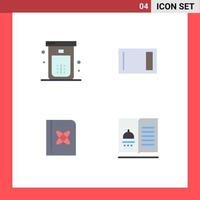 paquete de interfaz de usuario de 4 iconos planos básicos de elementos de diseño de vector editables de fórmula de tabla de ducha de artículos para el hogar de baño