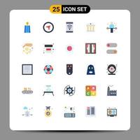 Universal Icon Symbols Group of 25 Modern Flat Colors of finance sport wifi exercise service Editable Vector Design Elements