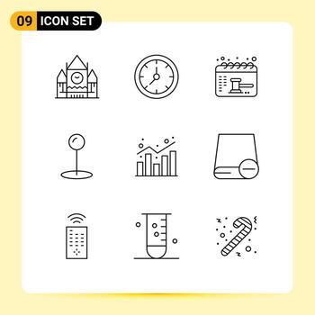 9 Creative Icons Modern Signs and Symbols of shopping chart appointment analytics maps Editable Vector Design Elements