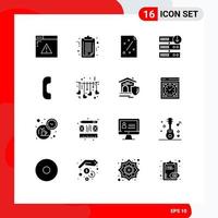 Pack of 16 Modern Solid Glyphs Signs and Symbols for Web Print Media such as answer server downgrade business download strategy Editable Vector Design Elements