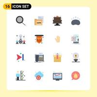 16 Flat Color concept for Websites Mobile and Apps solution bulb baking team clutches Editable Pack of Creative Vector Design Elements